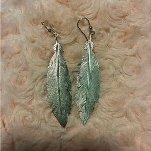 Elegant Sterling Silver Feather Earrings